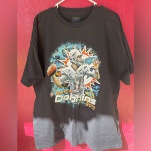 MIAMI DOLPHINS 2013 Jerzees Black Crewneck T-Shirt double sided
